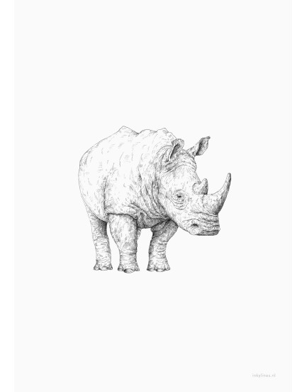 postkaart Inkylines neushoorn